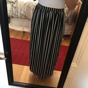 Black and White Striped Maxi Skirt